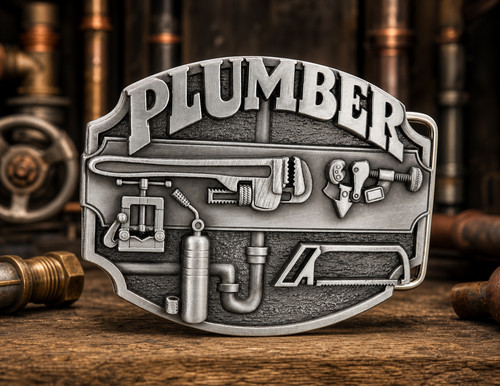 Plumber tradesman belt buckle - plumber,